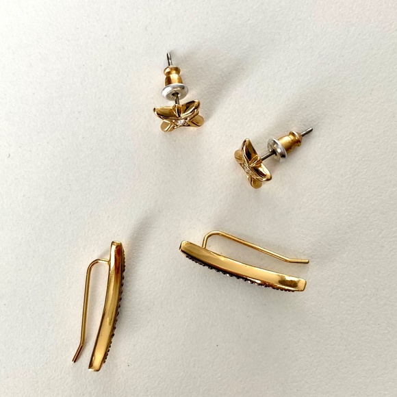 Stella & Dot Moon and Stars Earring Set - Gold and Hematite - Picture 8 of 9